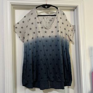 Lane Bryant two toned swing tee with stars, size 22/24.